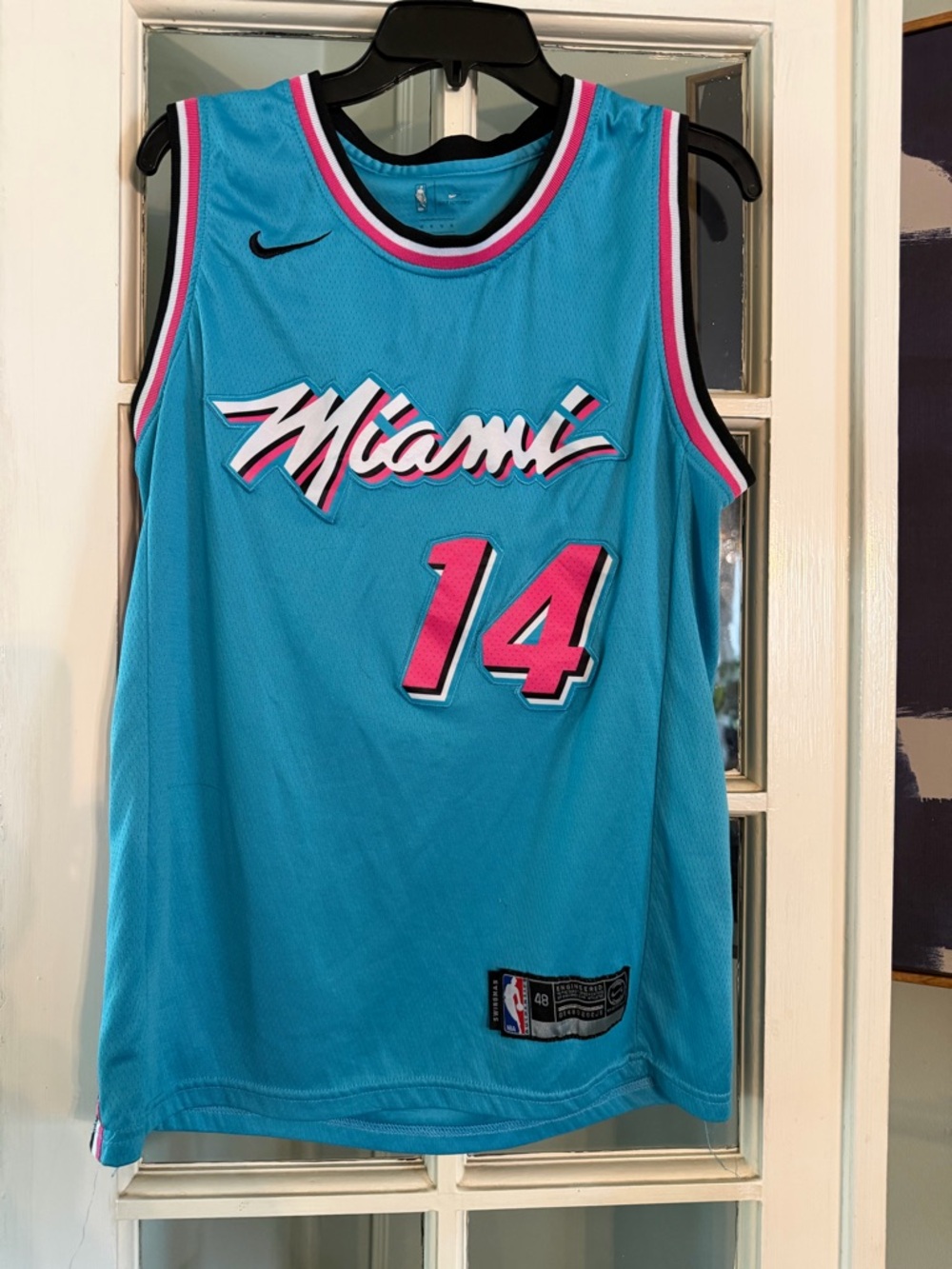 Herro Nike Miami Vice Blue and Pink Basketball Jersey #14